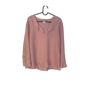 TSD Two Star Dog Womens Pink Linen Scalloped Coquette Feminine Top S Vacation